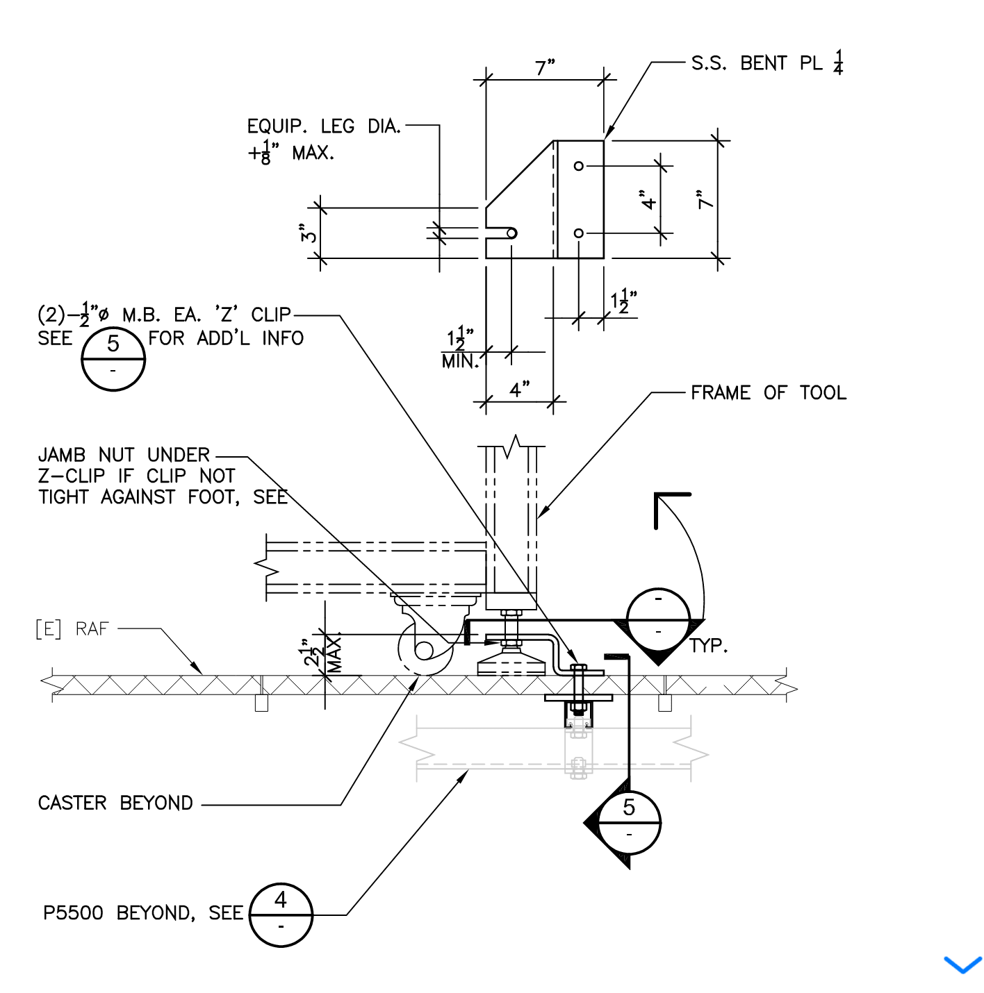 Technical anchorage drawing detail